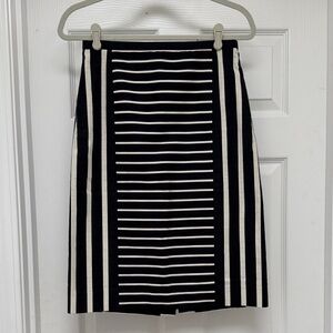 J. Crew Black and White Striped Pencil Skirt